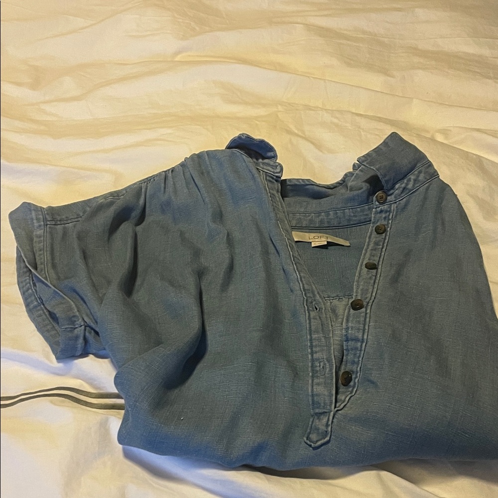 LOFT Blue Button-Up Blouse